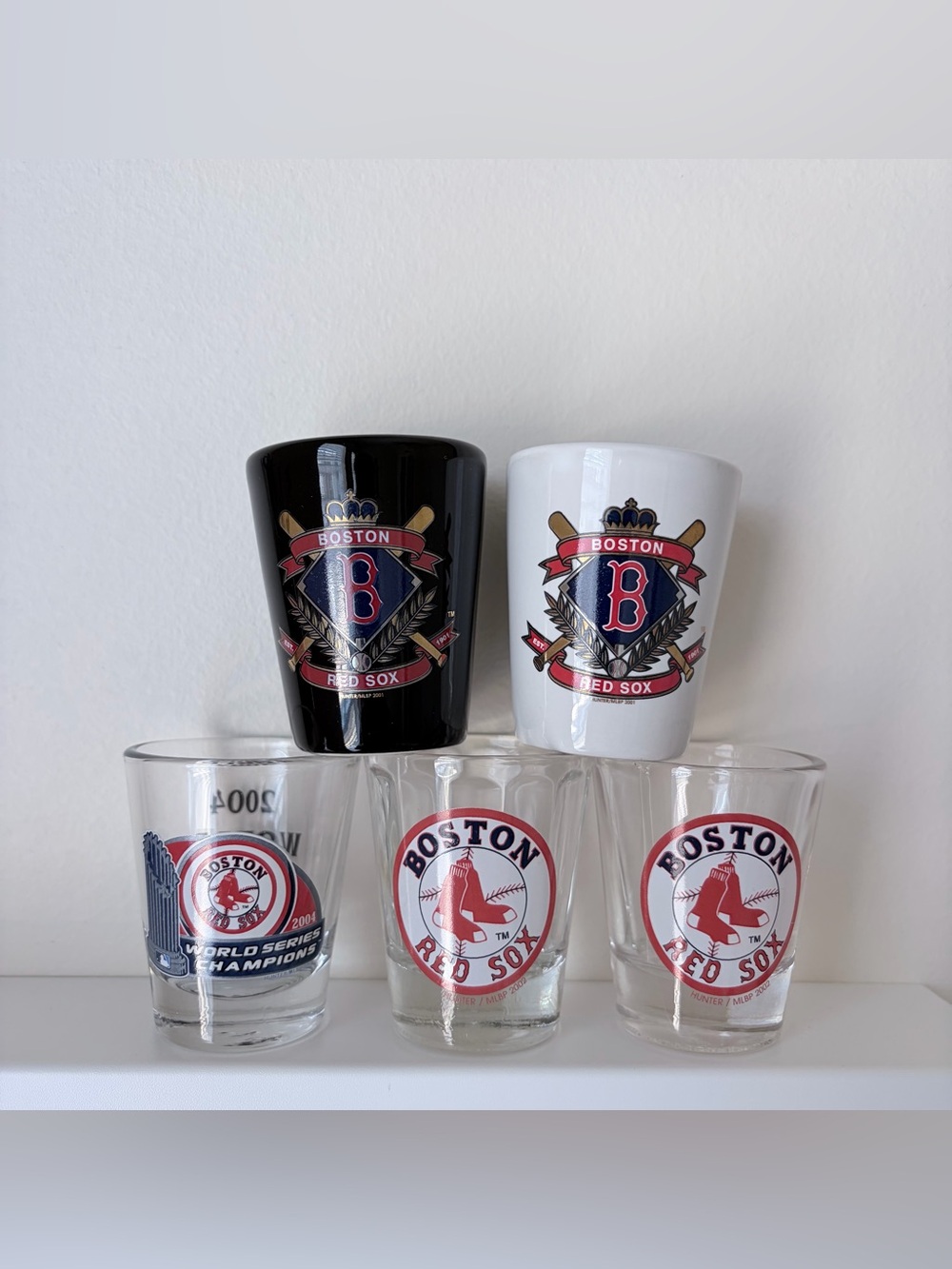 Set of 5 Boston Red Sox Shot Glasses